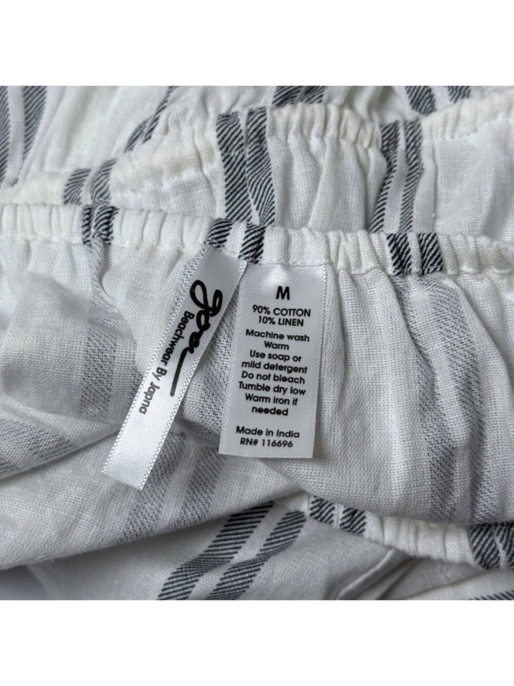 NWT Nautical Striped Strapless Wide Leg Jumpsuit Cotton Linen Blend Medium Chic - Picture 2 of 13